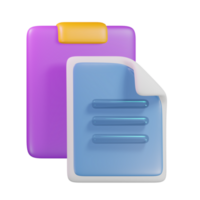 Paste file 3d render cute icon illustration folder file format png