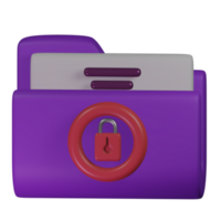 Lock file 3d render cute icon illustration folder file format png