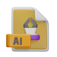 Ai file 3d render cute icon illustration folder file format png