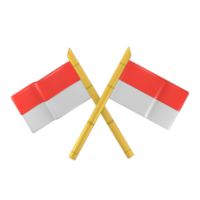 bamboe vlag Indonesië 3d geven schattig icoon met de thema van onafhankelijkheid Indonesië png