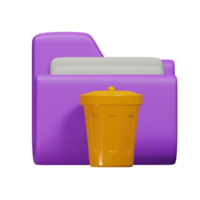 Trash file 3d render cute icon illustration folder file format png