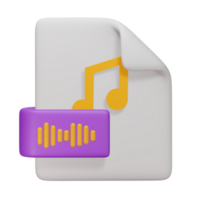 Audio file 3d render cute icon illustration folder file format png