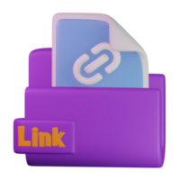 Link file 3d render cute icon illustration folder file format png