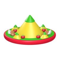 tumpeng traditional food 3d render cute icon with the theme of independence Indonesia png
