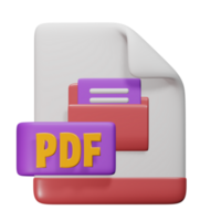 PDF file 3d render cute icon illustration folder file format png