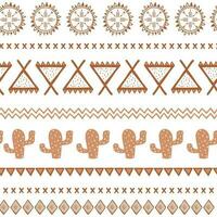 Vector tribal ethnic seamless pattern in coffee brown color. Aztec abstract background. Mexican ornament texture Native american traditional design Folk geometric print for wallpaper wrap, cover cloth