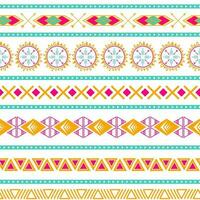 Vector tribal ethnic seamless pattern in bright pink orange colors Aztec geometric background. Mexican ornament texture Native american traditional design Folk geometric print for wallpaper wrap cloth