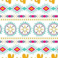 Vector tribal ethnic seamless pattern in bright pink orange colors Aztec geometric background. Mexican ornament texture Native american traditional design Folk geometric print for wallpaper wrap cloth