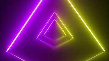 purple and yellow Triangular shaped neon lines background video