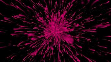 3d mörk rosa Färg cirkulär boll skytte flygande partiklar bakgrund video