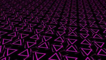 3D blurry rotating and repeating pink color triangular shape background video