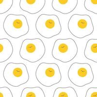 Cute fried egg character seamless pattern vector illustration