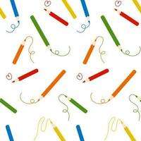 Colored pencils with scribble lines seamless pattern vector illustration