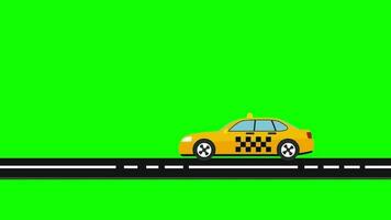 Yellow car flat style animation on green screen background video
