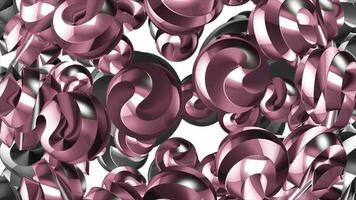 donker roze kleur roterend 3d glimmend metaal ballen achtergrond video