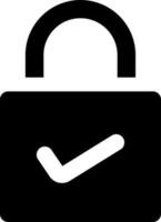 Check security lock glyph icon in flat style. vector