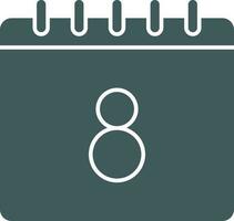aislado 8 fecha a calendario icono en gris color. vector