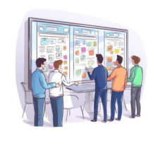 developers working on a technical stack coding together learning whiteboards . png
