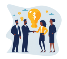 People discussing business deal, finance, flat illustration for business concept . png