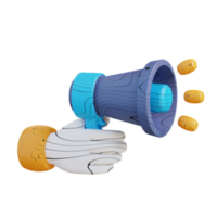 3d illustration of hand holding megaphone png