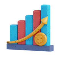 3d illustratie diagram stijgende lijn png