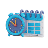 3d ilustração relógio e cronograma calendário png