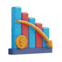 3d illustration business graph down png