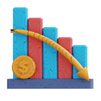 3d illustration business graph down png