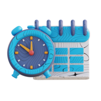 3d illustration clock and schedule calendar png