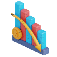 graphique d'affaires illustration 3d vers le bas png