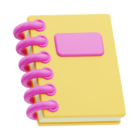 cuaderno papelería, 3d ilustración png