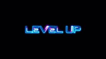 Loop Level Up blue pink neon text effect background video