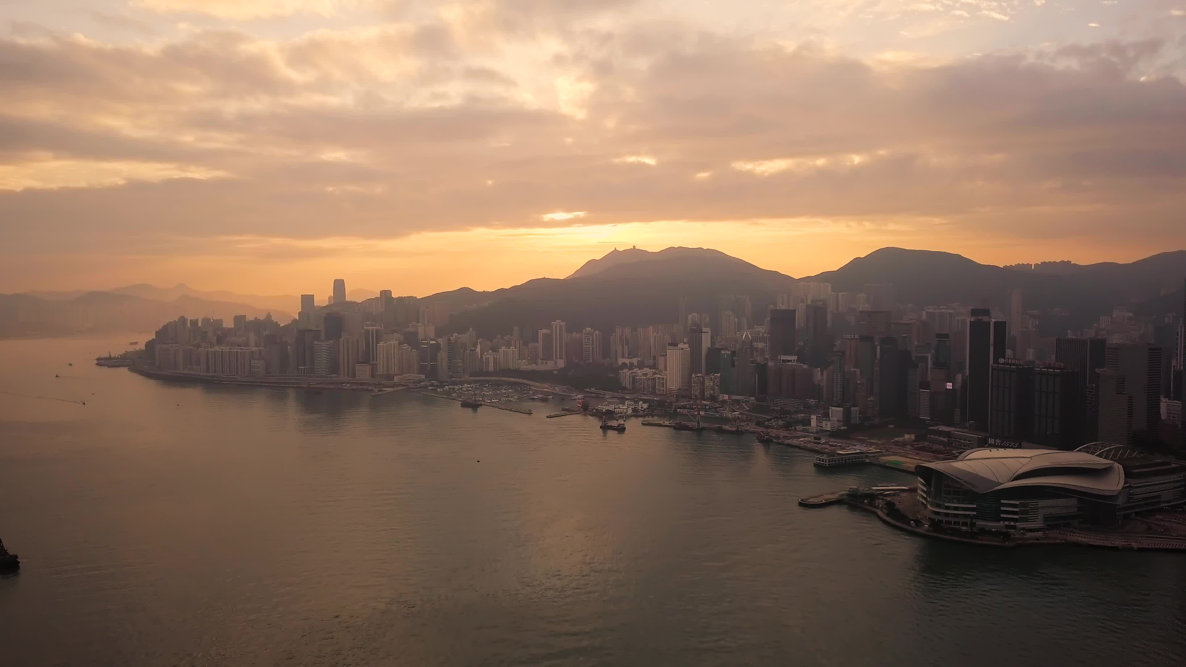 Aerial View drone 4k footage Of Modern Skyscrapers In Hong Kong City