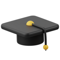 3d illustratie van diploma uitreiking hoed png