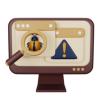 3D Icon Illustration Bug searching png