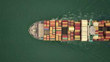 Antenne Aussicht Drohne 4k Aufnahmen von Ozean Container Schiff im Hong Kong. video