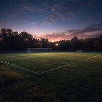 Soccer field evening view photo