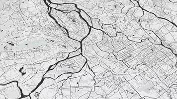 negro y blanco Guangzhou mapa antecedentes bucle. hilado alrededor China ciudad aire imágenes. sin costura panorama giratorio terminado céntrico fondo. video