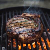 barbacoa filete en el parrilla ai generado foto