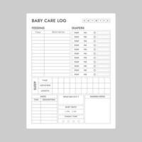 Baby Care Logbook Or Notebook planner vector