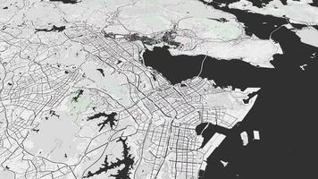 negro y blanco shenzhen mapa antecedentes bucle. hilado alrededor China ciudad aire imágenes. sin costura panorama giratorio terminado céntrico fondo. video