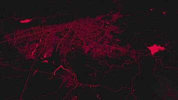 schwarz Rosa Bogota Karte Hintergrund Schleife. Spinnen um Kolumbien Stadt Luft Filmaufnahme. nahtlos Panorama rotierend Über Innenstadt Hintergrund. video