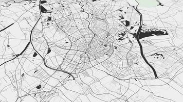 negro y blanco Tianjin mapa antecedentes bucle. hilado alrededor China ciudad aire imágenes. sin costura panorama giratorio terminado céntrico fondo. video