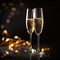 vaso de champán a celebrar fiesta ai generado foto