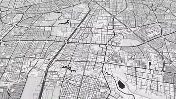 Black and white Bogota map background loop. Spinning around Colombia city air footage. Seamless panorama rotating over downtown backdrop. video