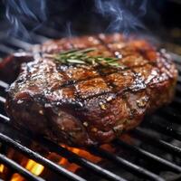 Bbq steak on the grill photo