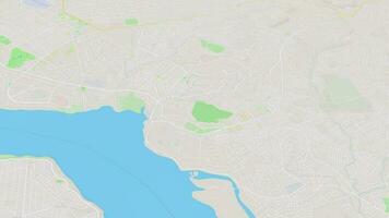 Kinshasa Karte Hintergrund Schleife. Spinnen um DR Kongo Stadt Luft Filmaufnahme. nahtlos Panorama rotierend Über Innenstadt Hintergrund. video
