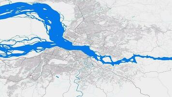 gris azul Kinshasa mapa antecedentes bucle. hilado alrededor Dr congo ciudad aire imágenes. sin costura panorama giratorio terminado céntrico fondo. video