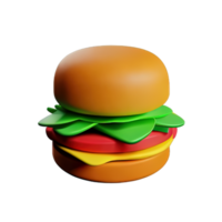 Ilustración 3d del icono de hamburguesa png