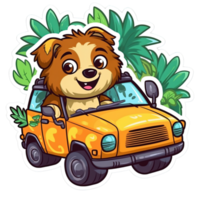 schattig honden het rijden stickers bundel png